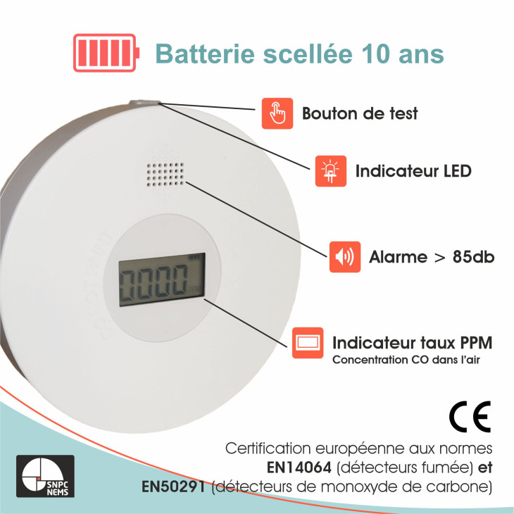 Détecteur de fumée + CO